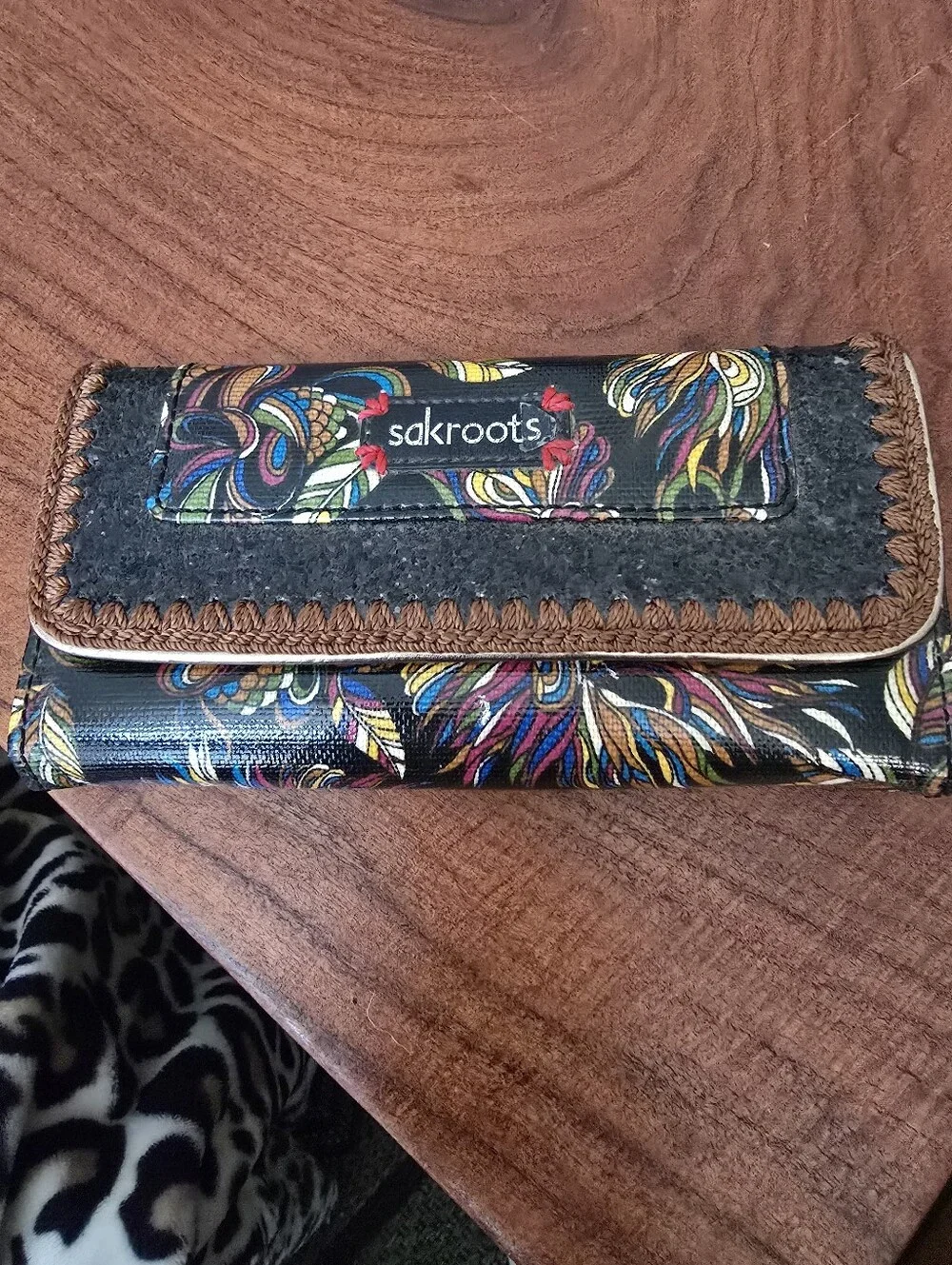 Sakroots Black Floral Multicolor Fold-Over Wallet